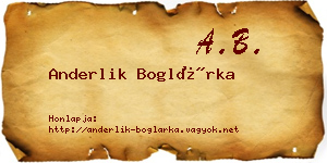 Anderlik Boglárka névjegykártya