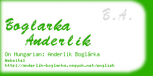 boglarka anderlik business card